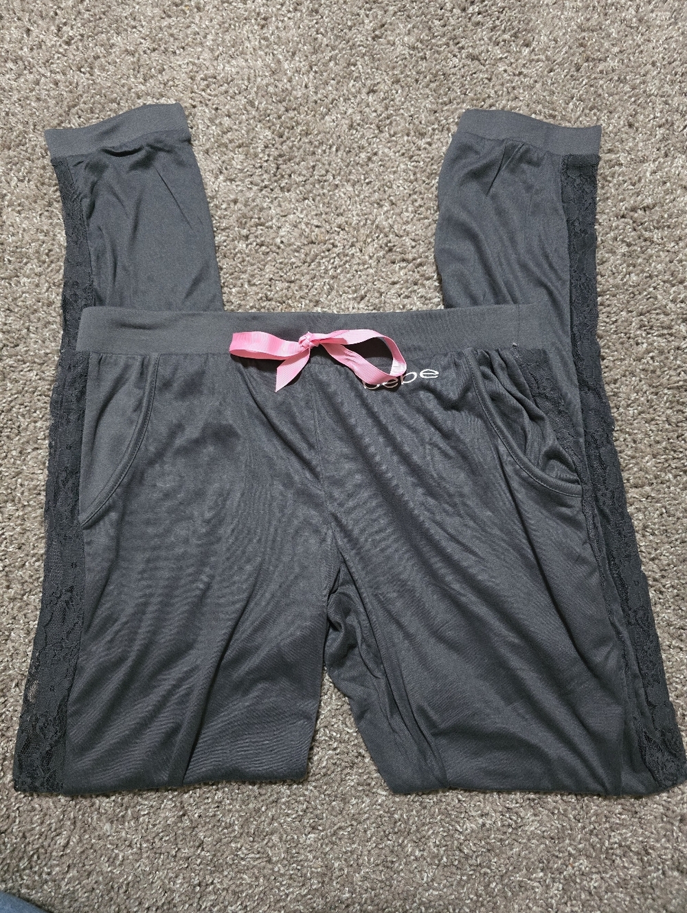 Bebe S Black Lace Trim Sleepwear Pants
